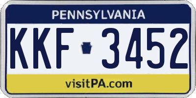 PA license plate KKF3452