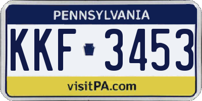 PA license plate KKF3453