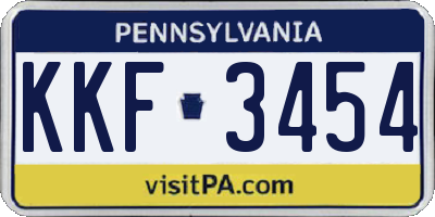 PA license plate KKF3454