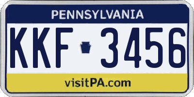 PA license plate KKF3456