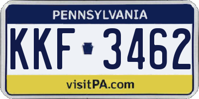 PA license plate KKF3462