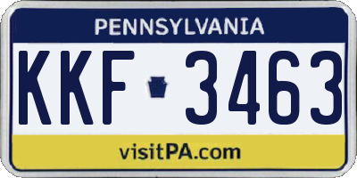 PA license plate KKF3463