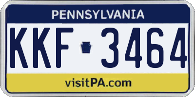 PA license plate KKF3464