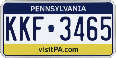 PA license plate KKF3465
