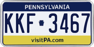 PA license plate KKF3467