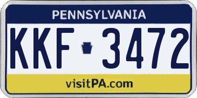 PA license plate KKF3472