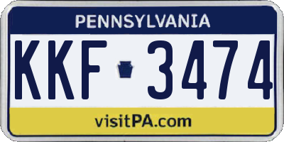 PA license plate KKF3474