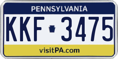 PA license plate KKF3475