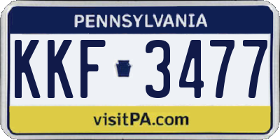 PA license plate KKF3477