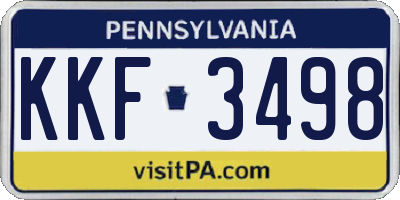 PA license plate KKF3498