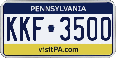 PA license plate KKF3500