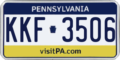 PA license plate KKF3506