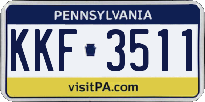 PA license plate KKF3511