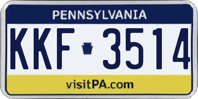 PA license plate KKF3514