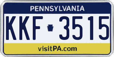 PA license plate KKF3515