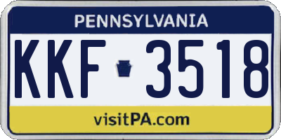 PA license plate KKF3518