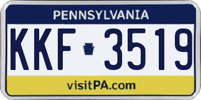 PA license plate KKF3519