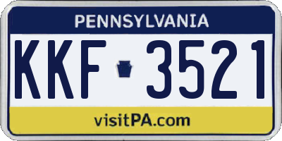 PA license plate KKF3521