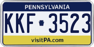 PA license plate KKF3523