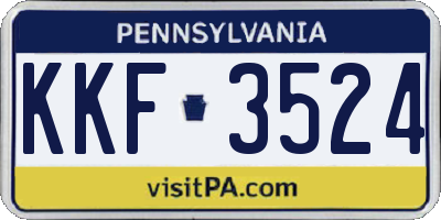 PA license plate KKF3524