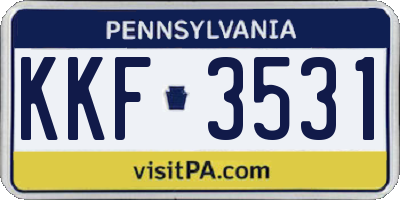 PA license plate KKF3531