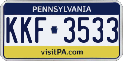 PA license plate KKF3533