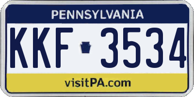 PA license plate KKF3534