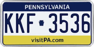 PA license plate KKF3536
