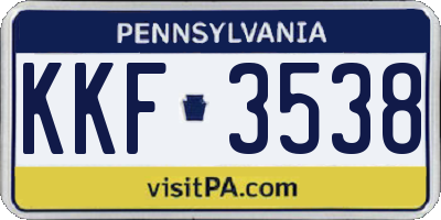 PA license plate KKF3538
