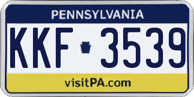 PA license plate KKF3539