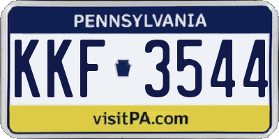 PA license plate KKF3544