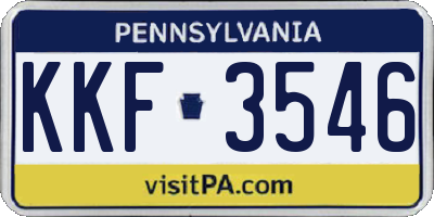PA license plate KKF3546