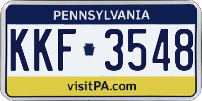 PA license plate KKF3548