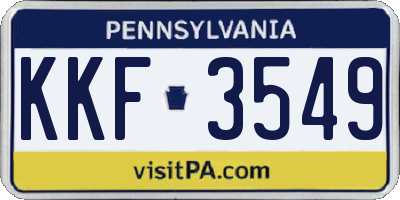 PA license plate KKF3549