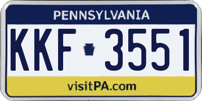PA license plate KKF3551