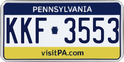 PA license plate KKF3553