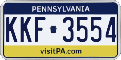 PA license plate KKF3554