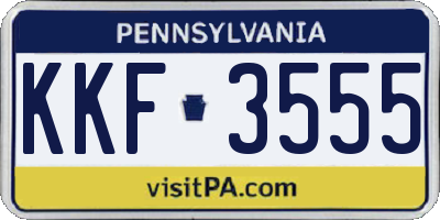 PA license plate KKF3555