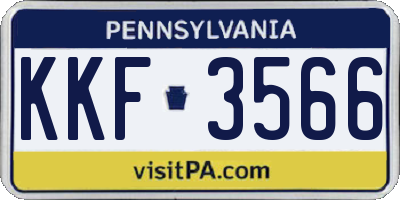 PA license plate KKF3566
