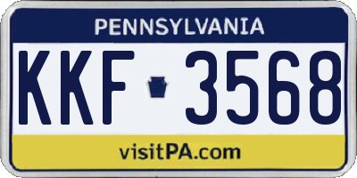 PA license plate KKF3568