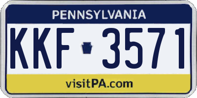 PA license plate KKF3571