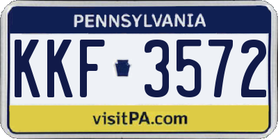 PA license plate KKF3572