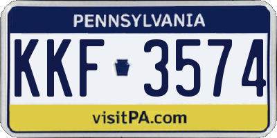 PA license plate KKF3574