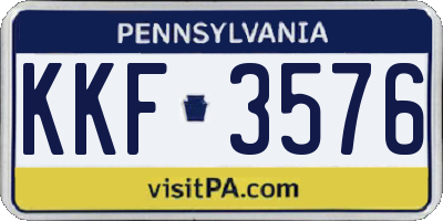 PA license plate KKF3576
