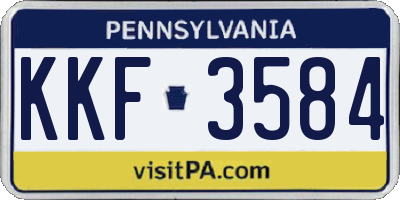 PA license plate KKF3584