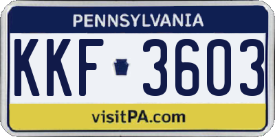 PA license plate KKF3603