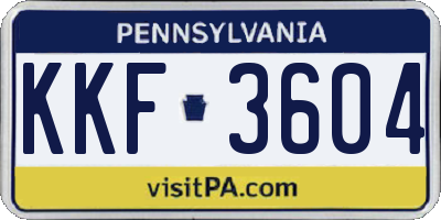 PA license plate KKF3604