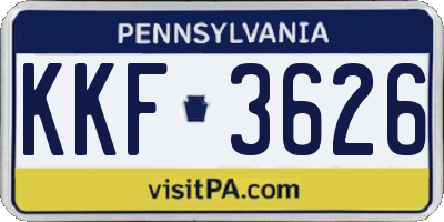 PA license plate KKF3626