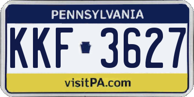 PA license plate KKF3627