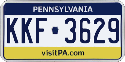 PA license plate KKF3629